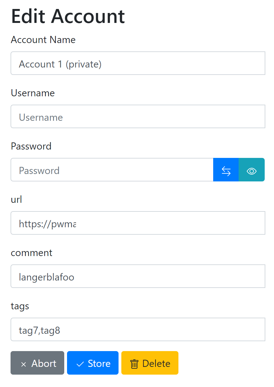 Editing an account