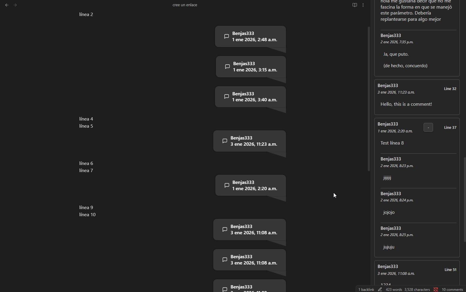 Adding a sub-comment from the View