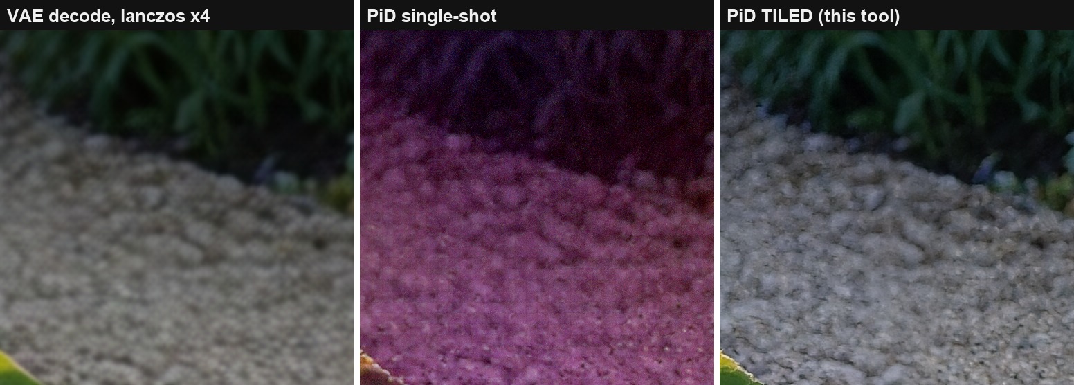 single-shot collapse vs tiled — this 100% crop sits directly on a tile seam