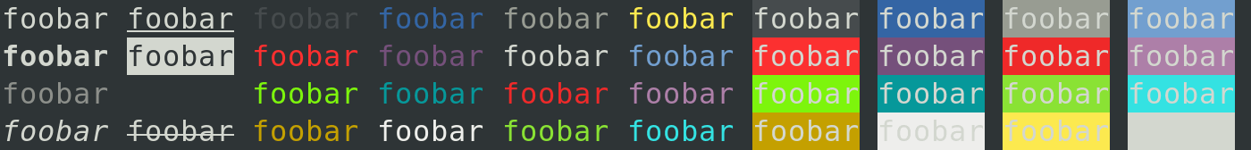 Screenshot of terminal colors