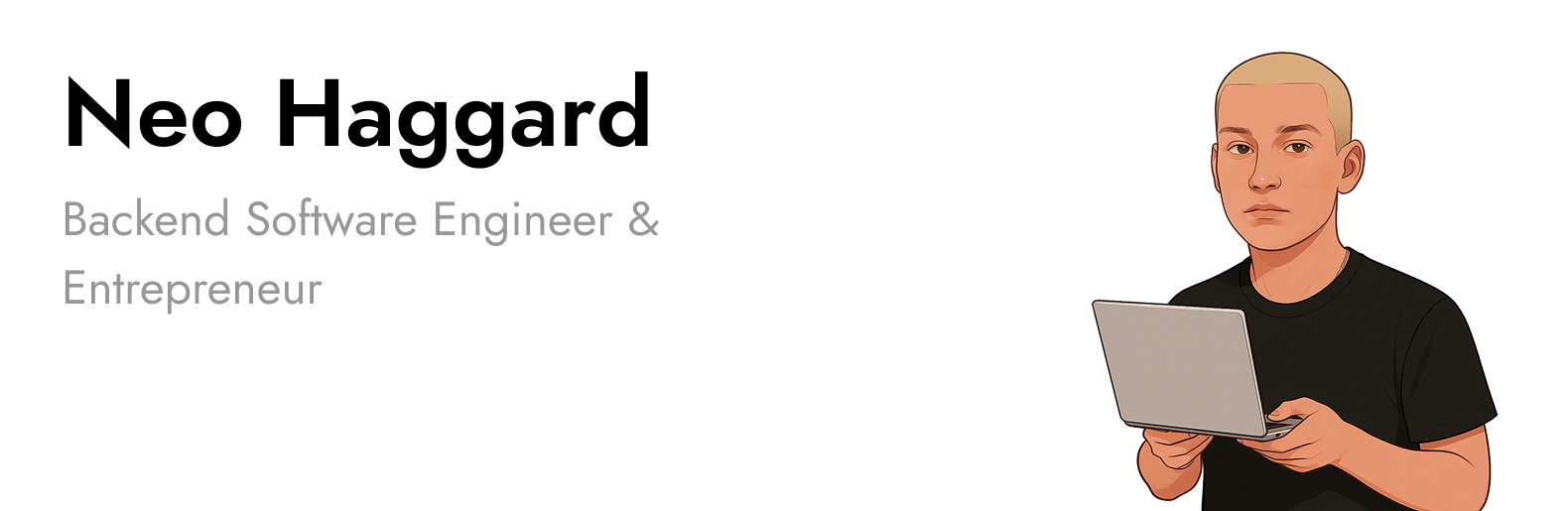 banner that says Neo Haggard - software engineer and entrepreneur alongside a cartoon illustration of Neo