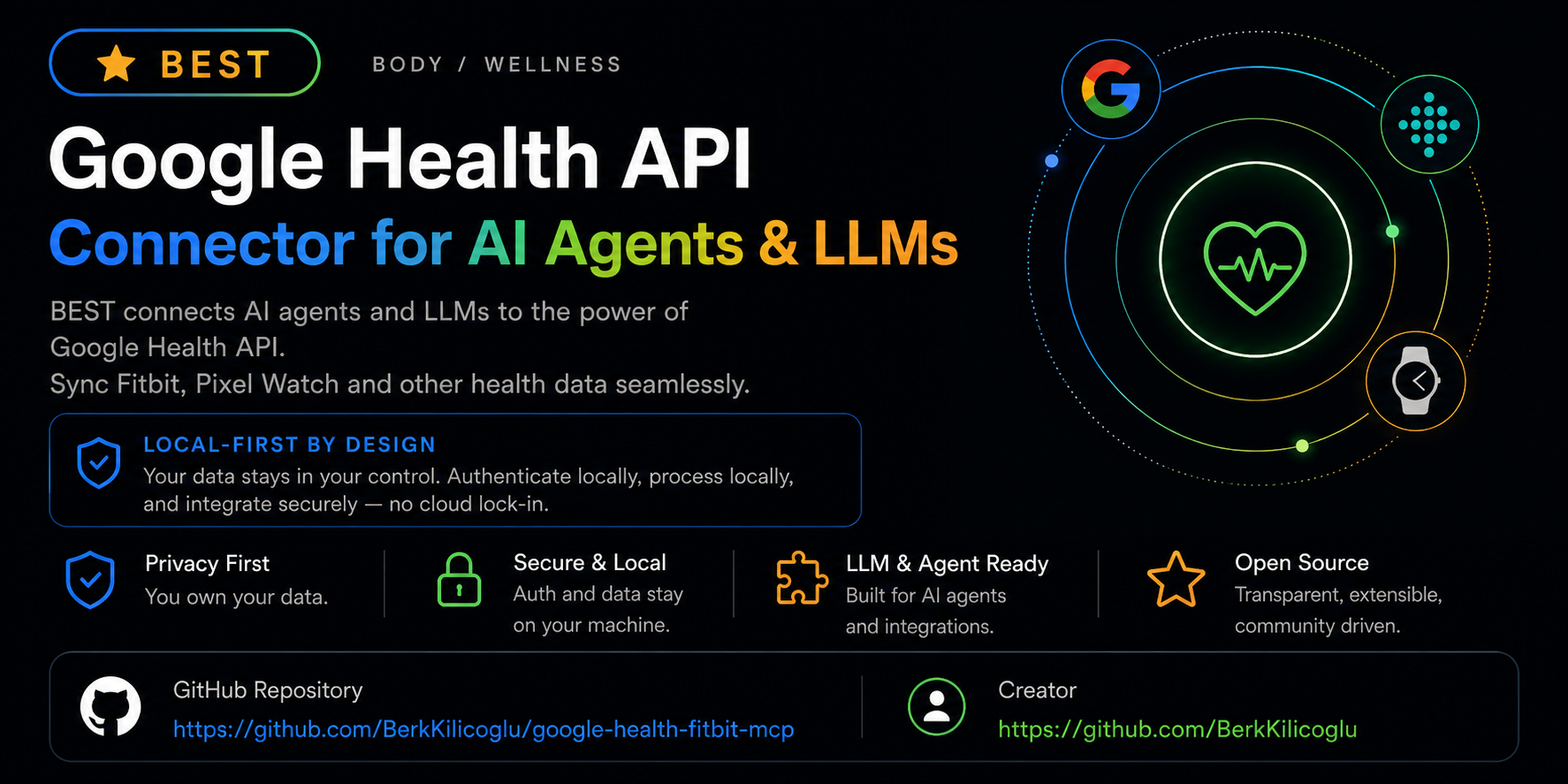 Google Health Fitbit MCP — Google Health API MCP server for AI agents