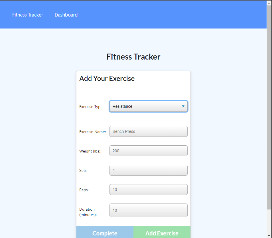 Exercise Screen