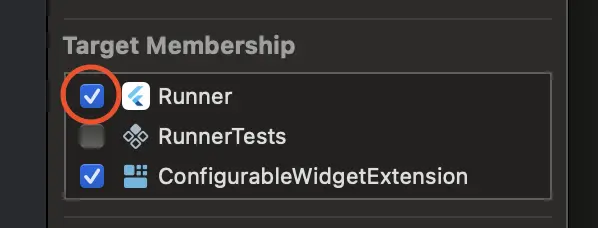 Enable Target Membership for Runner