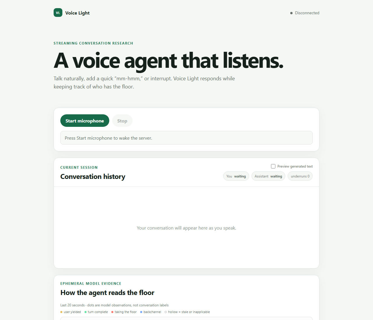 Voice Light public streaming demo