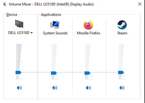 The windows volume mixer