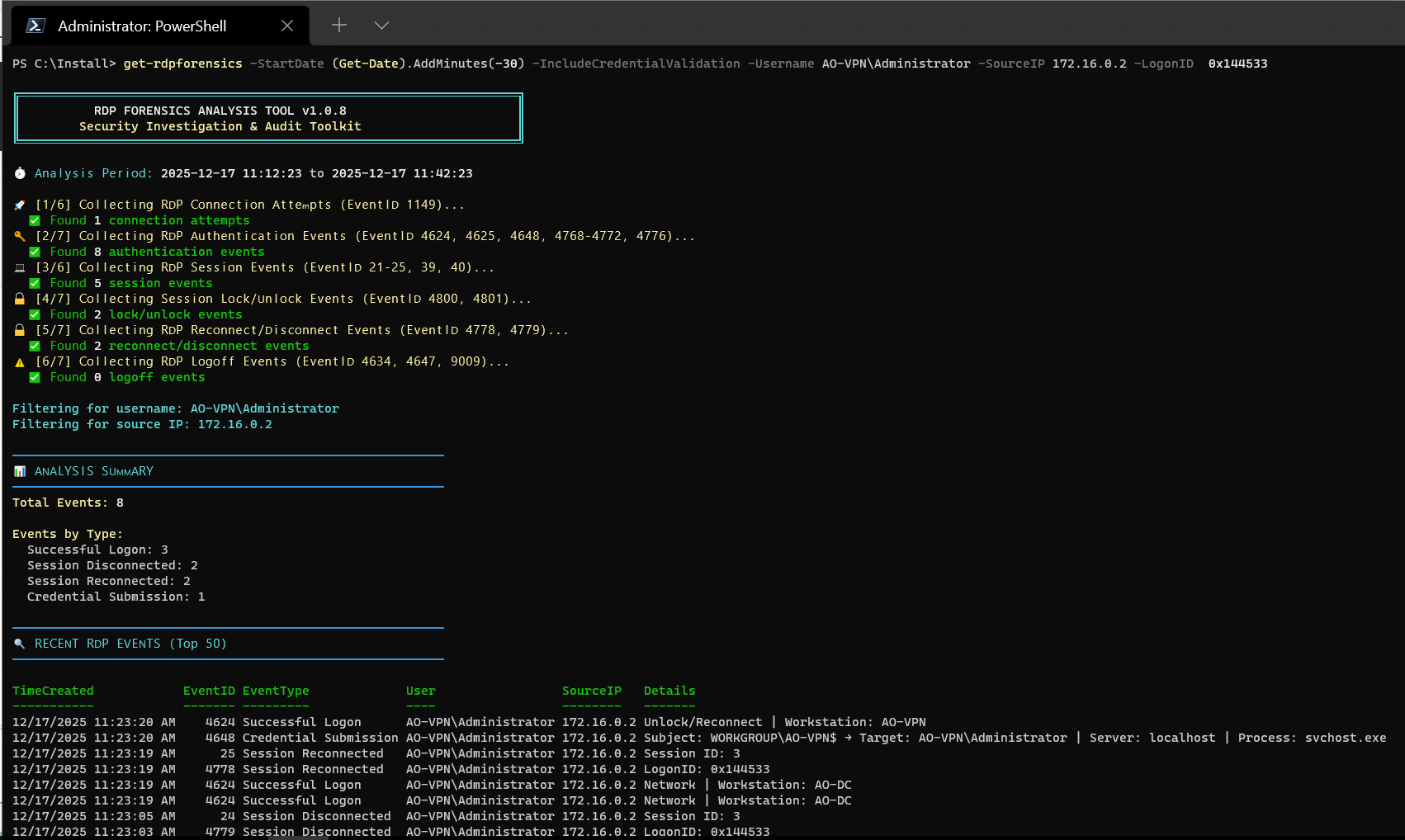 RDP Forensics Complete Analysis Example