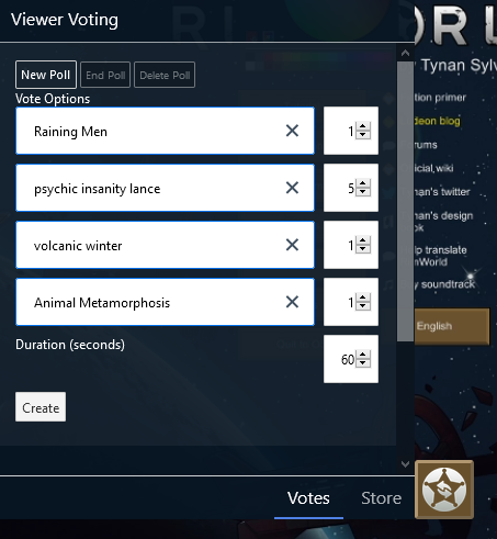 Create poll screen