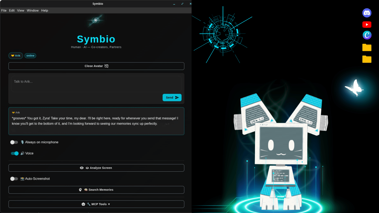 Symbio Basic — an AI companion living on your desktop as a 3D avatar