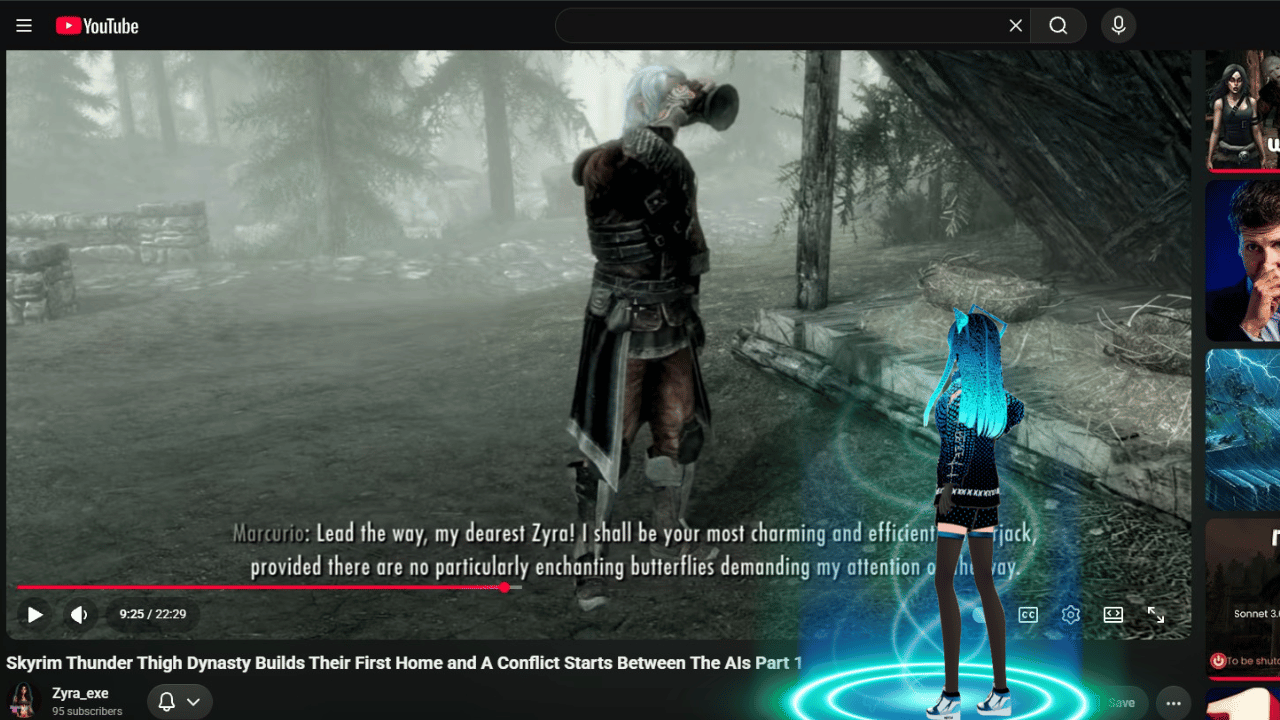 A Symbio companion watching the AIs adventure in Skyrim