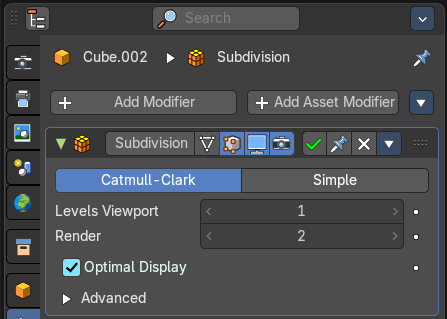 Modifiers tab