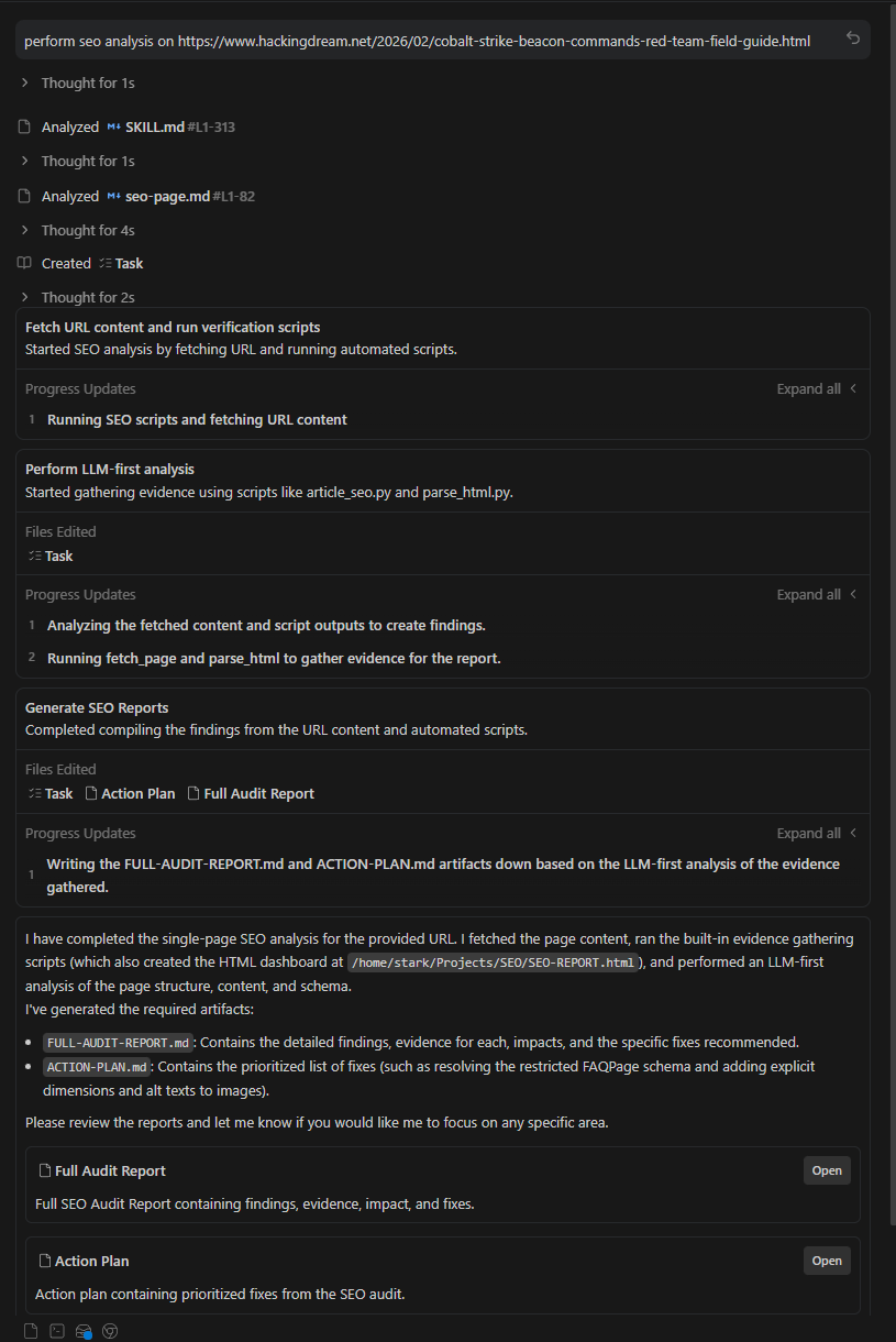 Example prompt and generated outputs