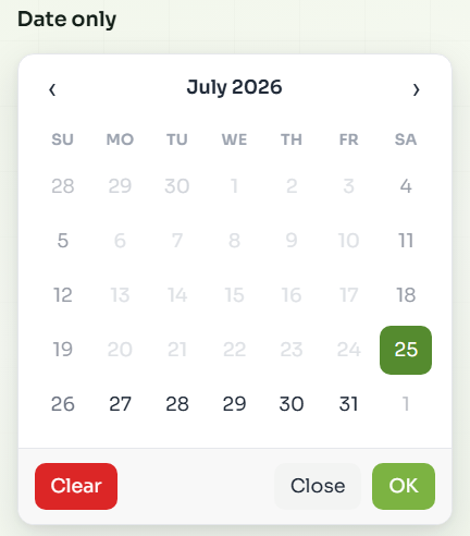 Date picker calendar