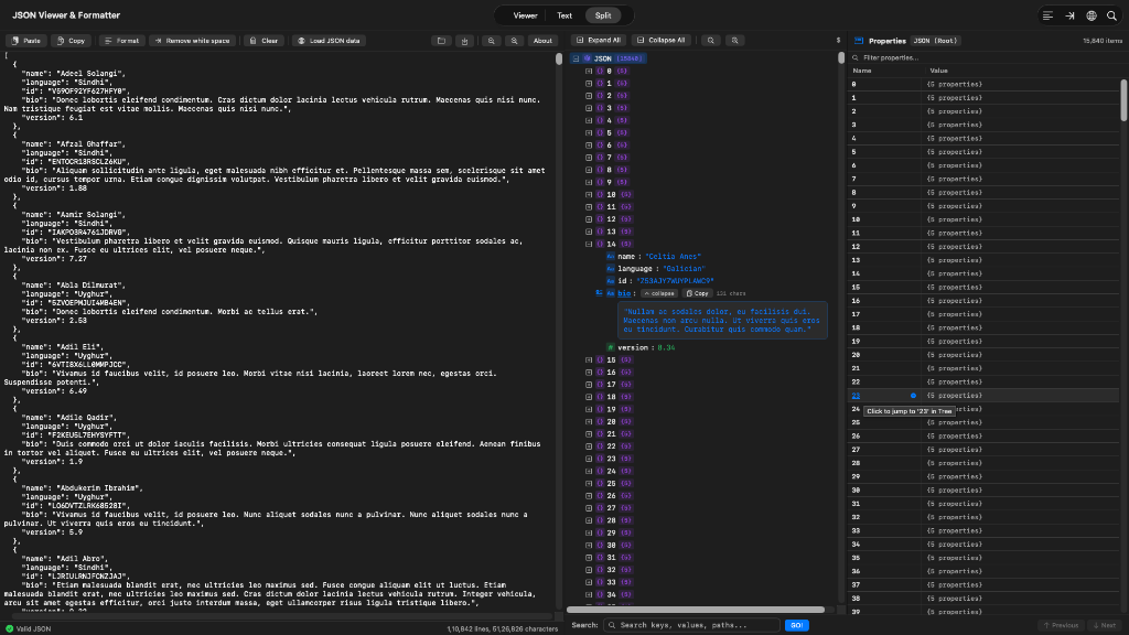 JSON Viewer Split Mode