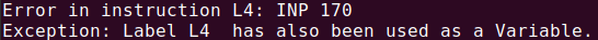 error: invalid Label and Variable names