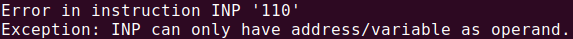 error: Opcode can only have address/variable as operand