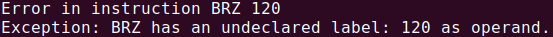 error: Opcode can only have a valid label as operand