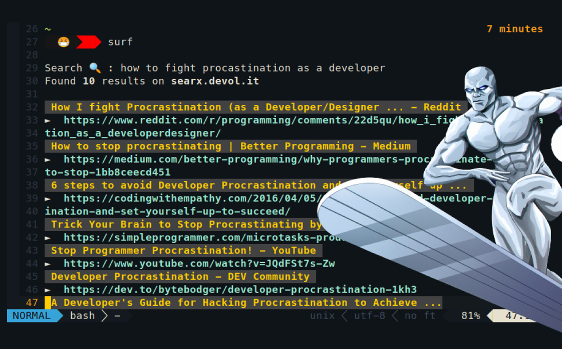 Surfing web inside a terminal, because why not?