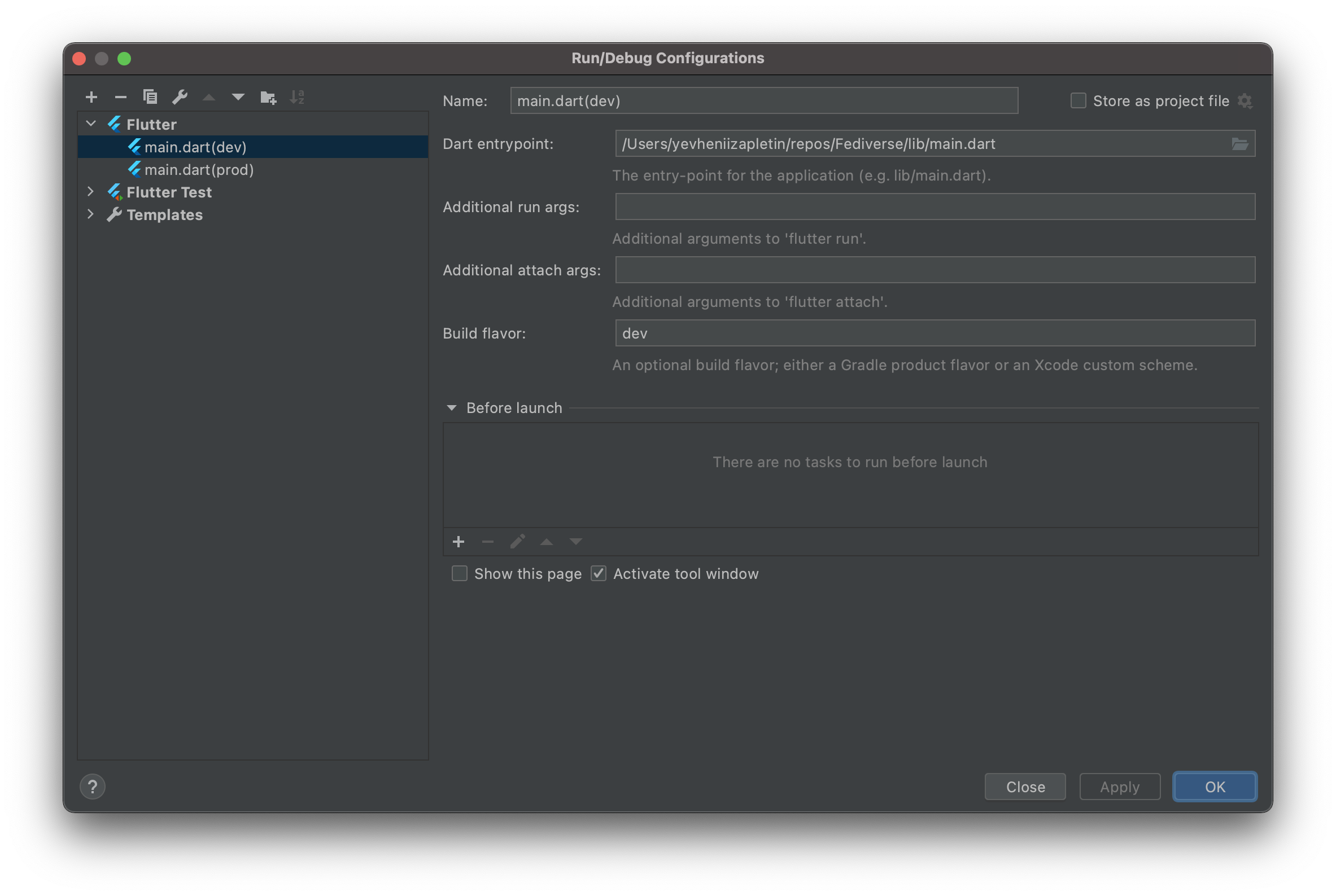 Run configurations