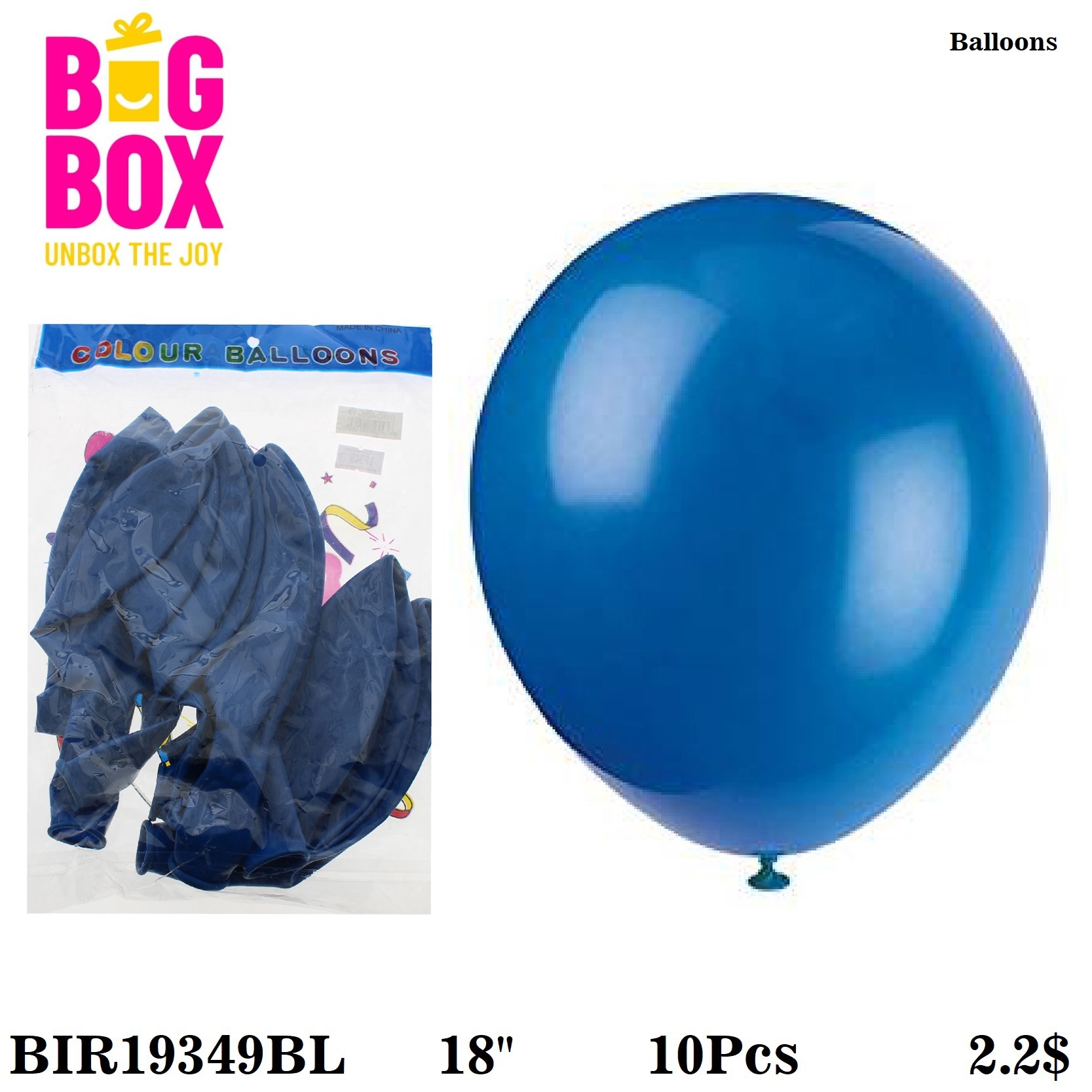 Balloons , Sticks & Inflators BIR19349BL