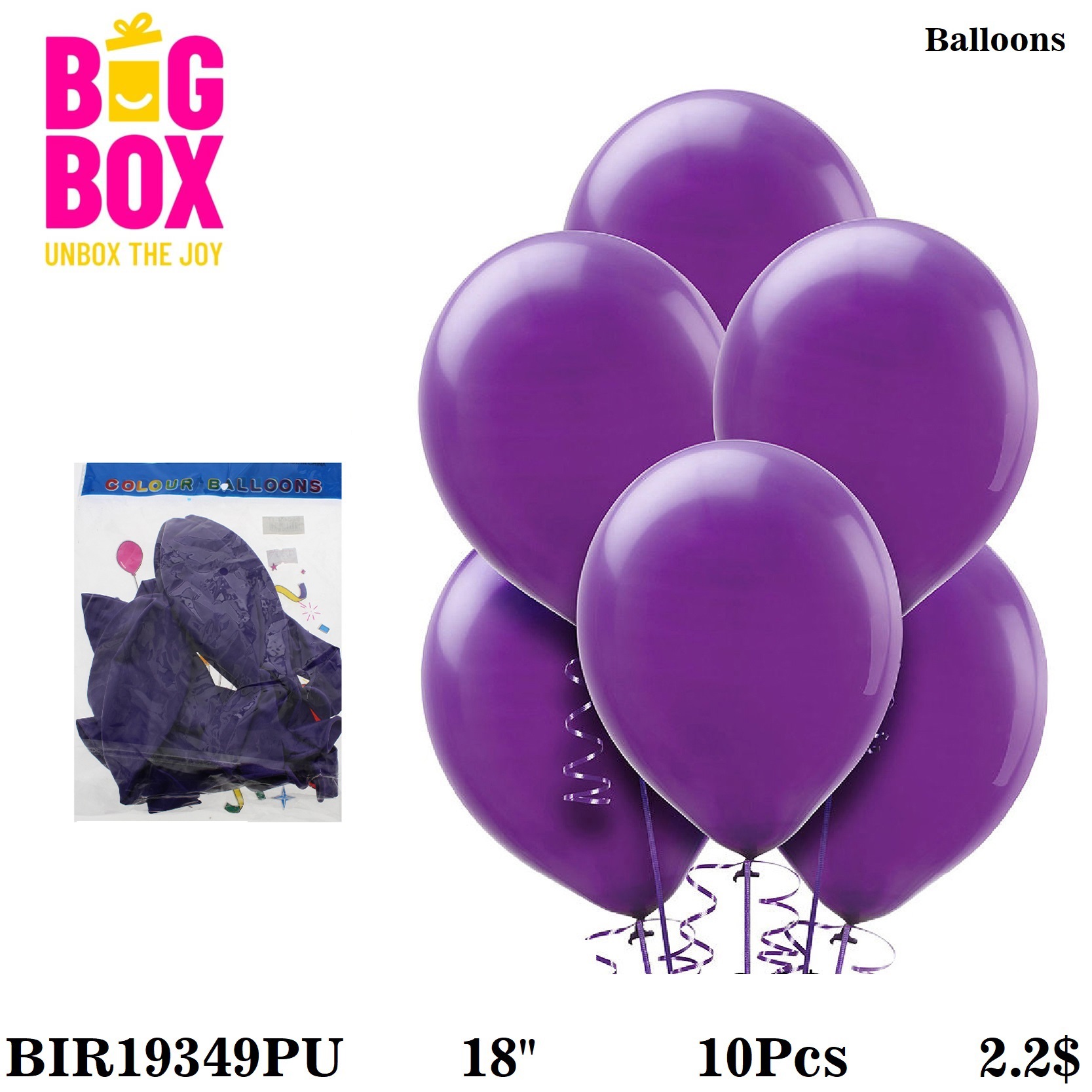 Balloons , Sticks & Inflators BIR19349PU