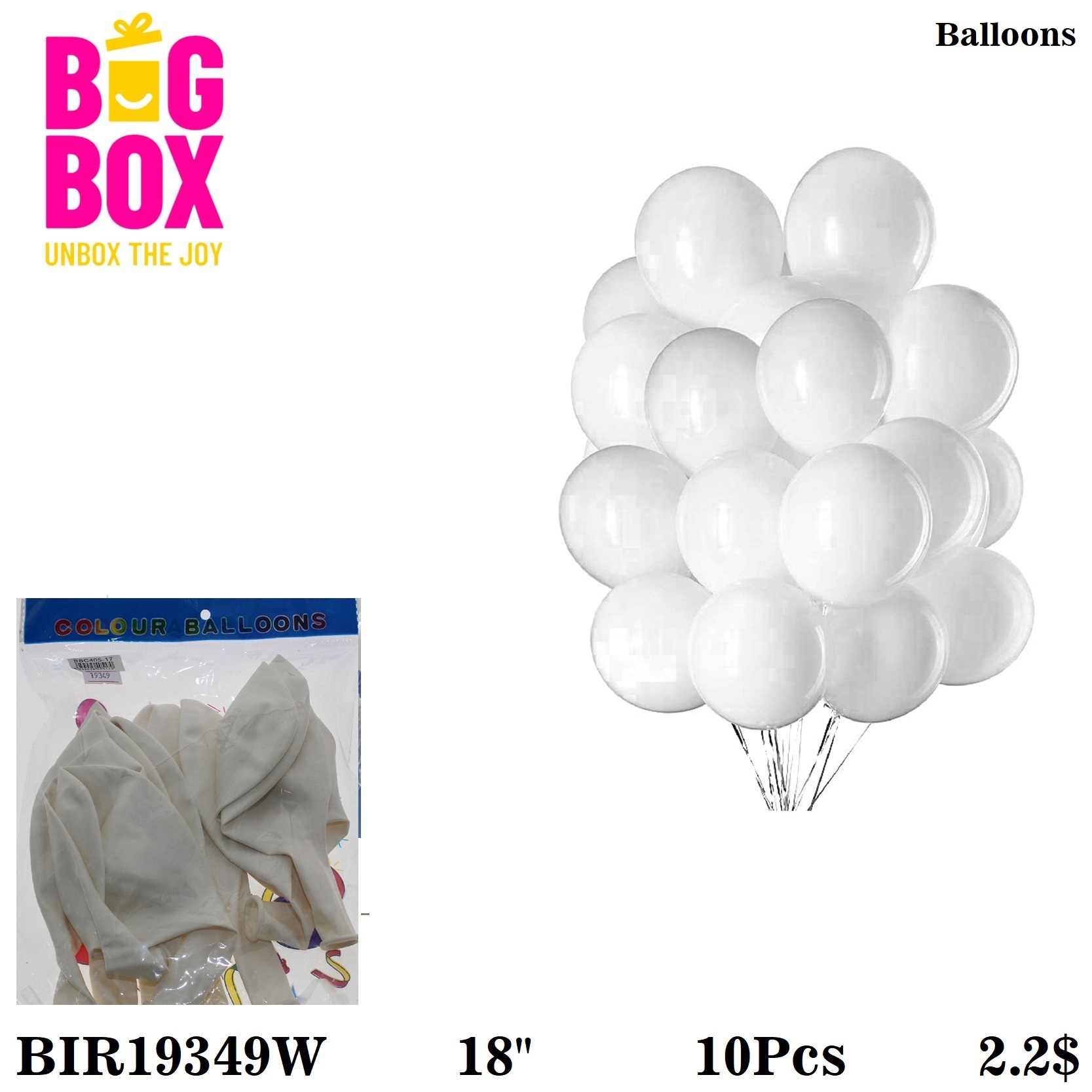 Balloons , Sticks & Inflators BIR19349W