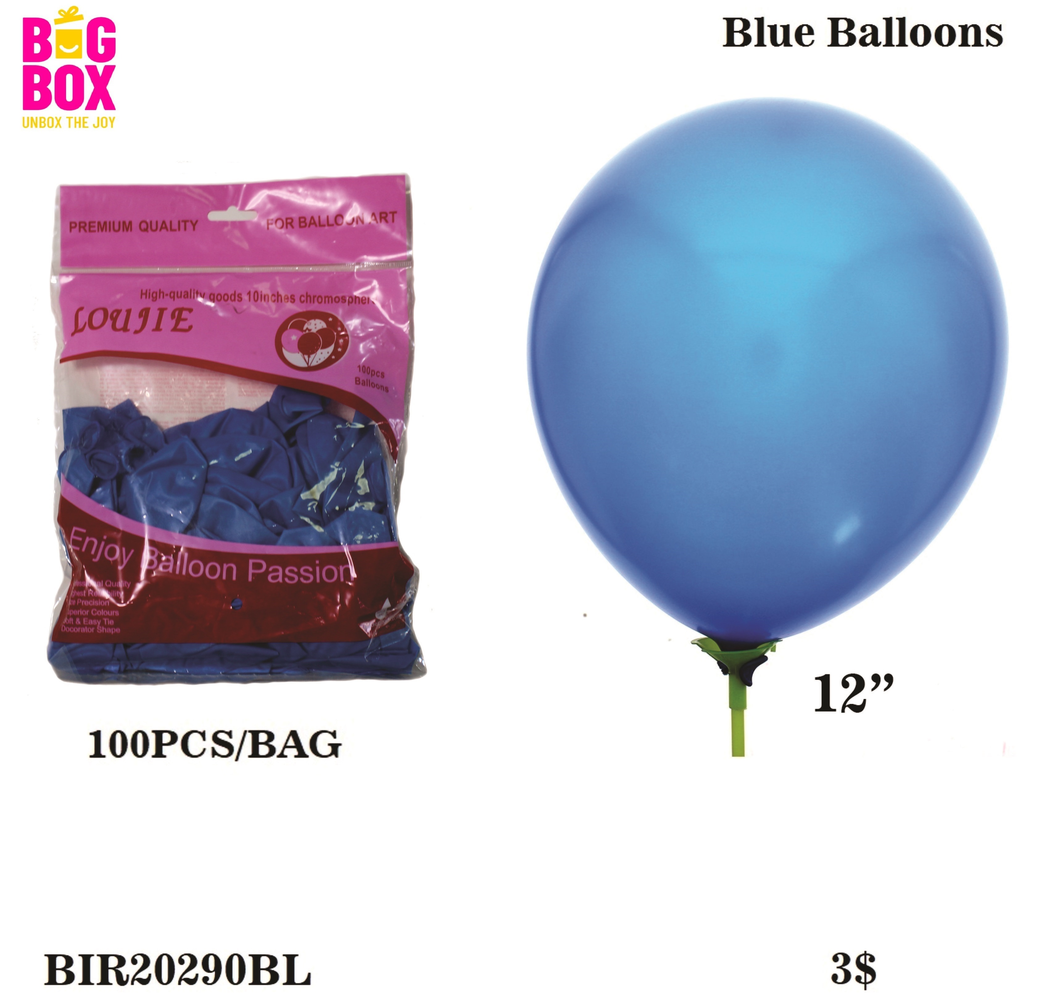 Balloons , Sticks & Inflators BIR20290BL