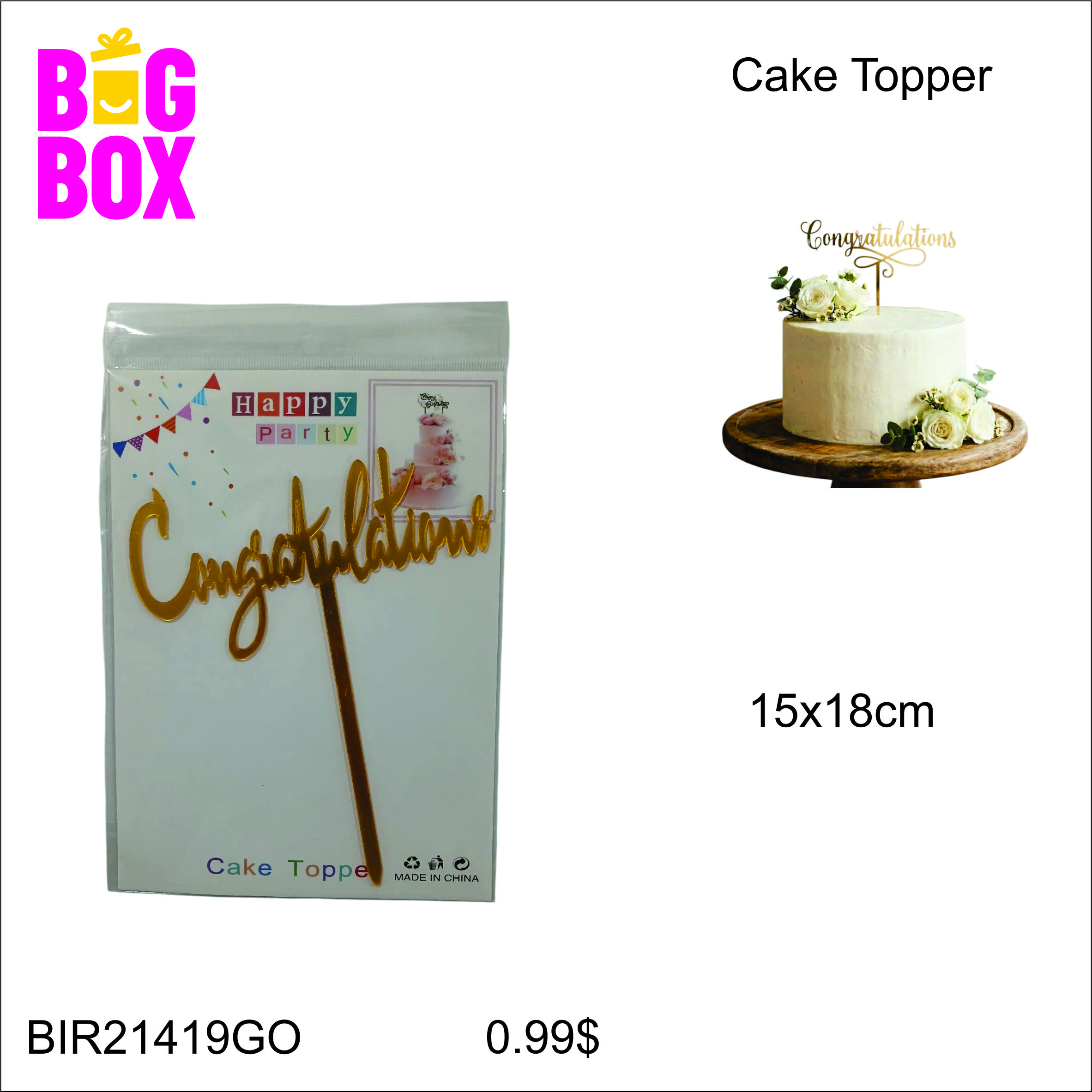 Cake Toppers & Cutters BIR21419GO