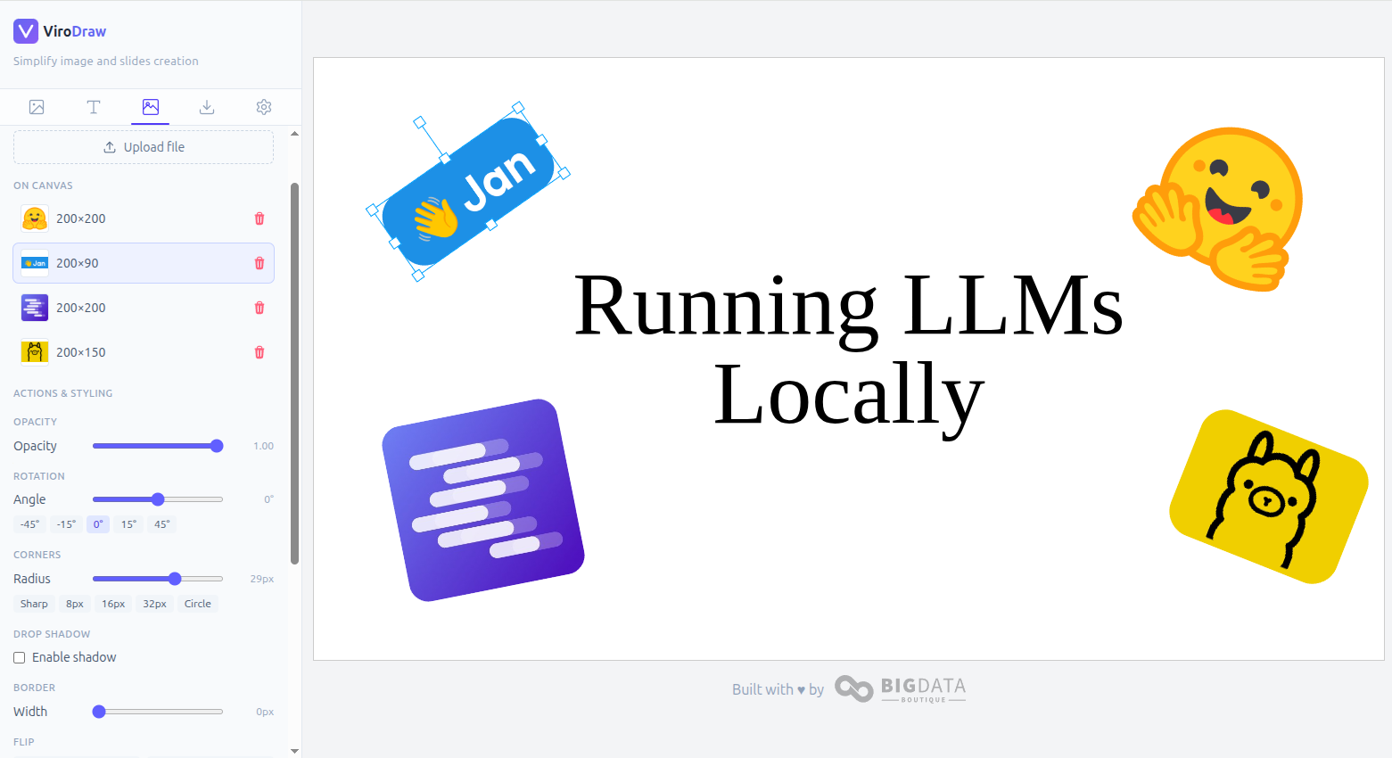 ViroDraw screenshot showing the canvas editor