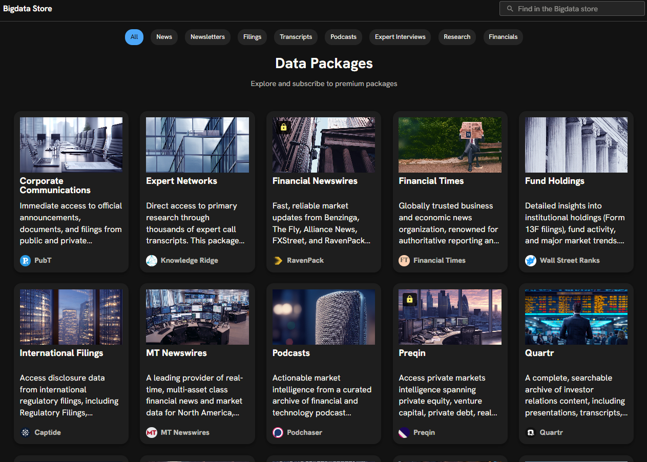 Bigdata Store — Data Packages