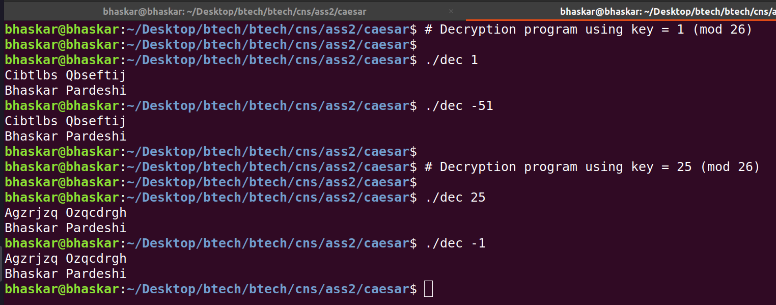 Caesar Cipher Decryption