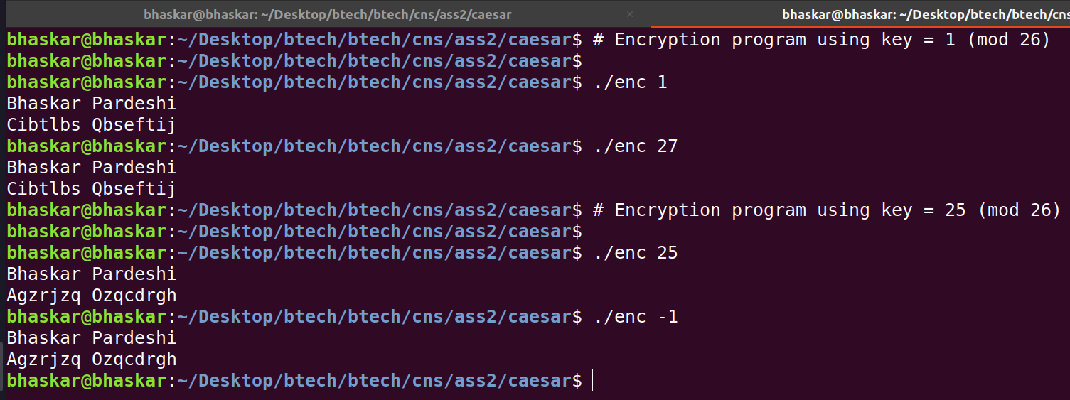 Caesar Cipher Encryption