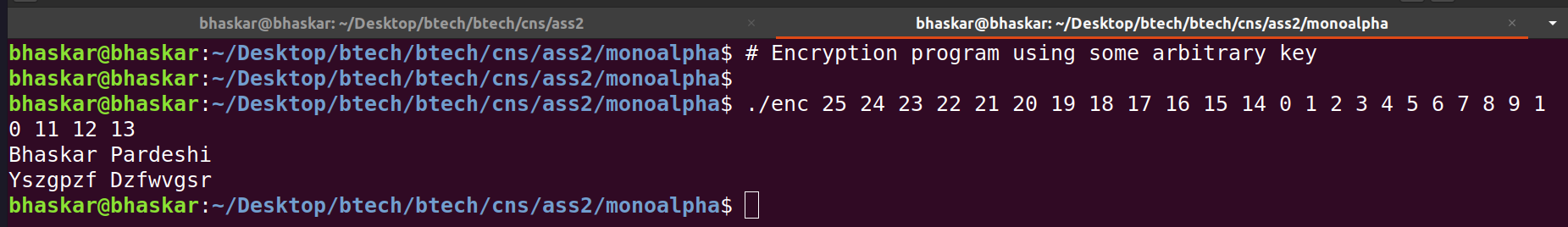 Monoalphabetic Cipher Encryption