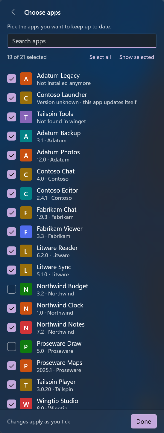 Choose apps