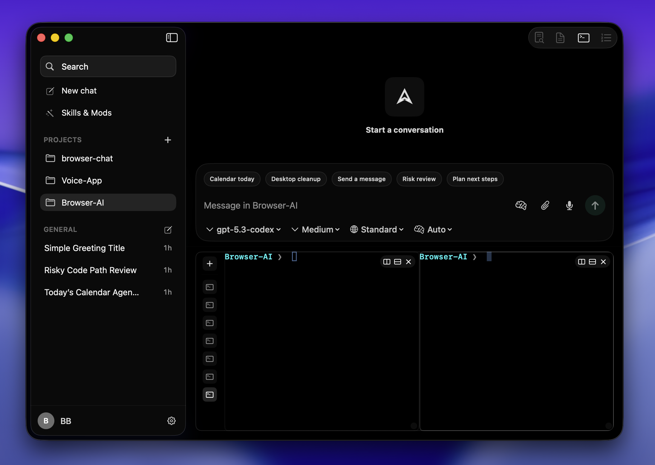 Integrated terminal workspace