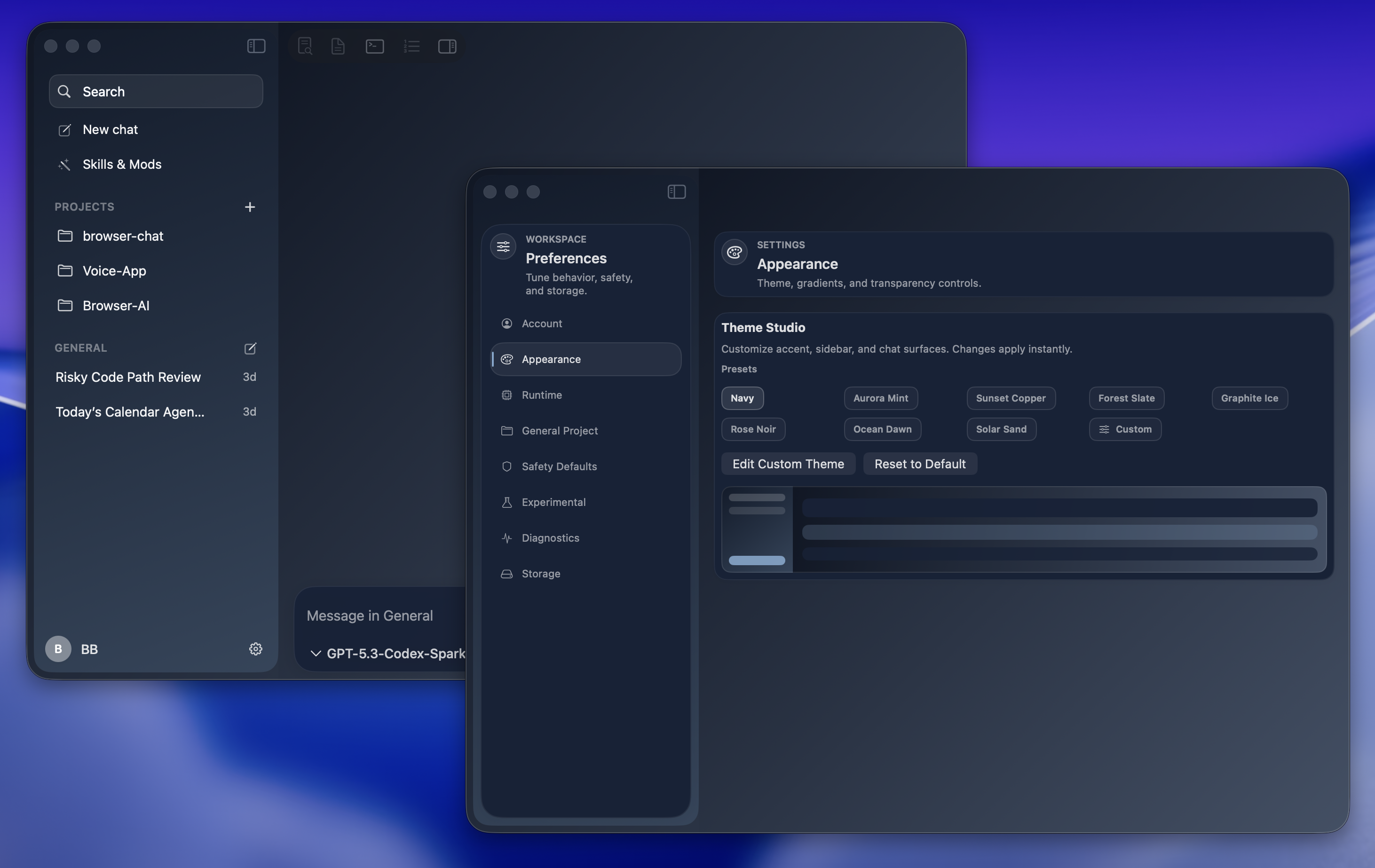 Theme customization and switching