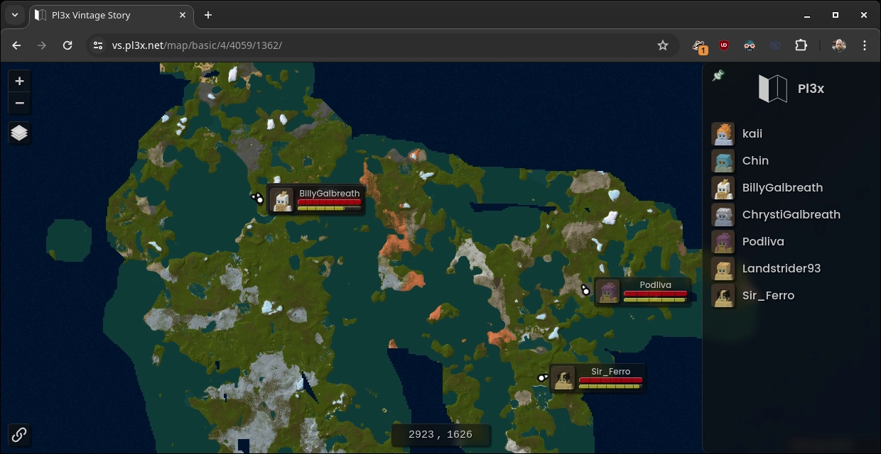 Screenshot of markers on map