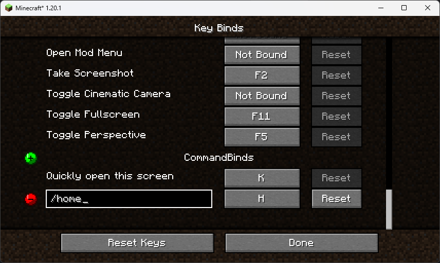 CommandBinds Screenshot