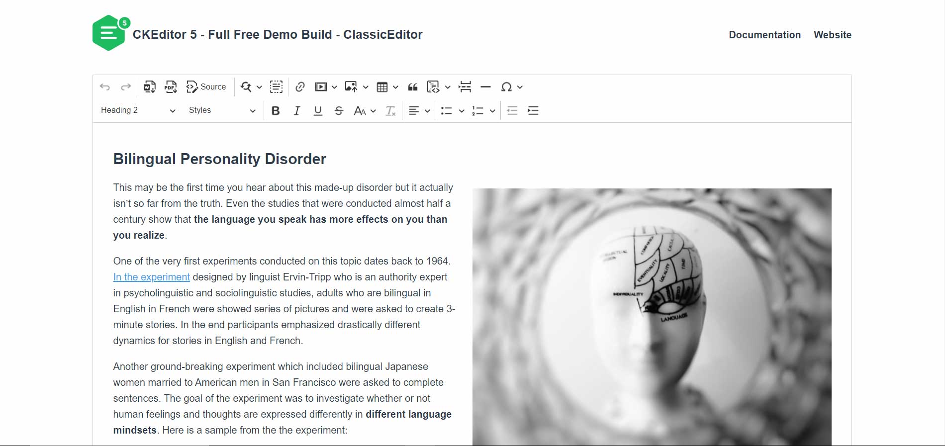 CKEditor 5 Classic Editor Full Free Build Screenshot