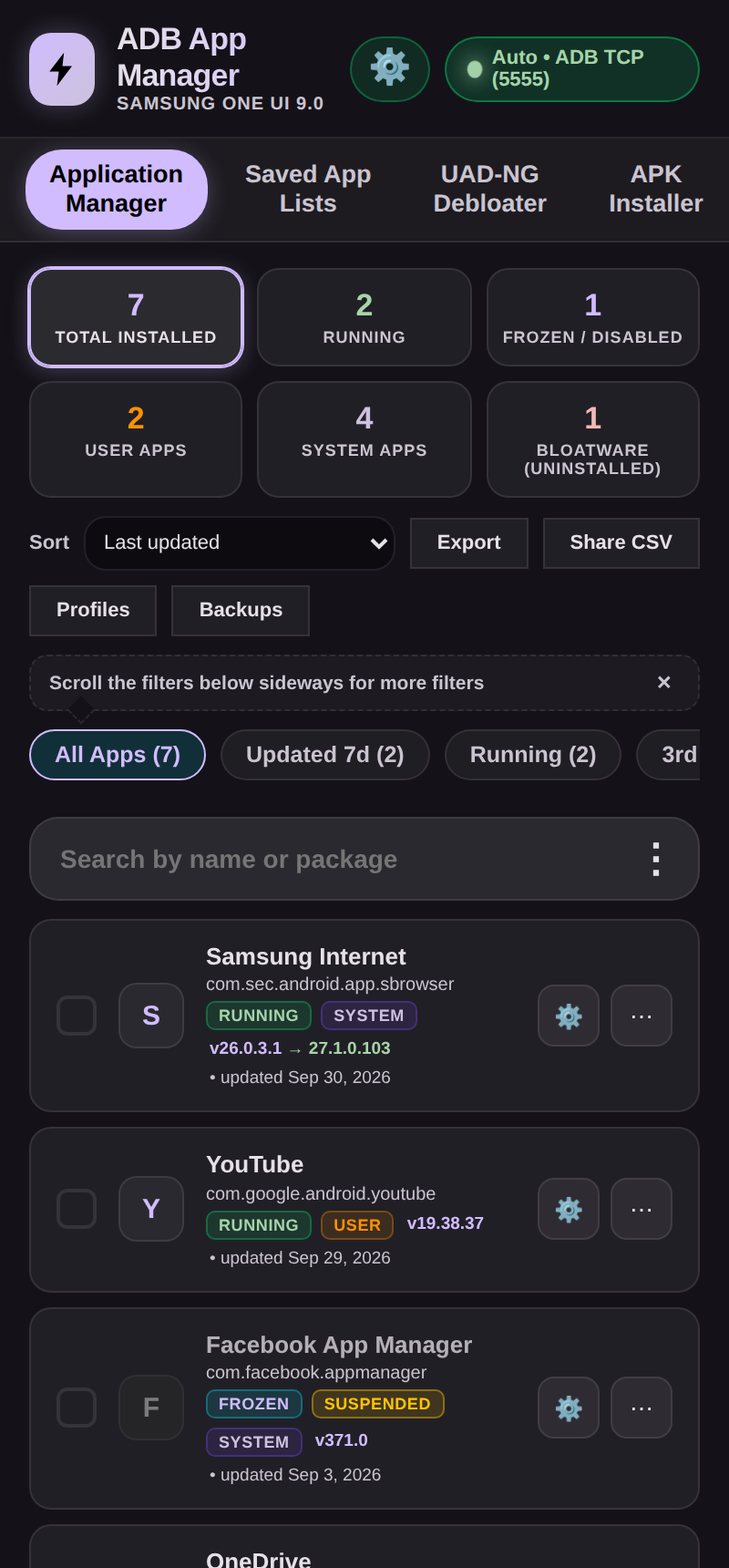 Application list
