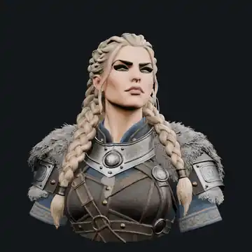 A full 360-degree turn of the generated warrior bust, showing textured geometry from every side