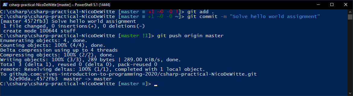 Committing and pushing via PowerShell