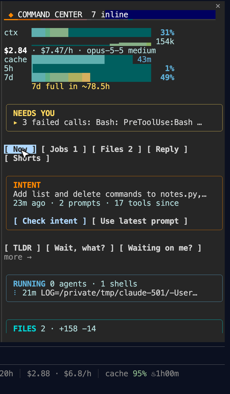 The command center pane