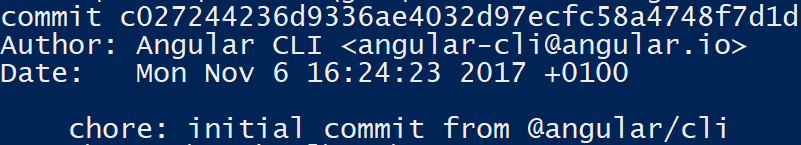 Git log initial commit