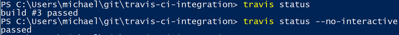 Travis status command