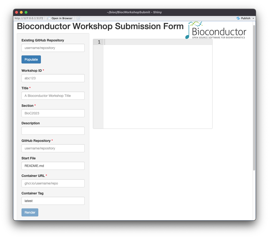 BiocWorkshopSubmit Interface