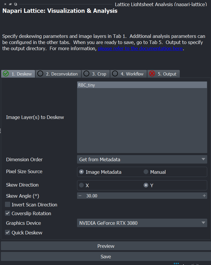 Deskewing lattice lightsheet data
