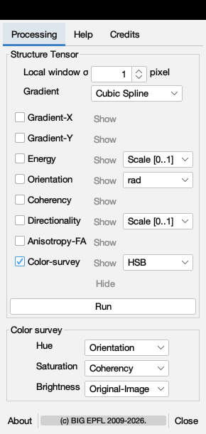 The OrientationJ Analysis dialog