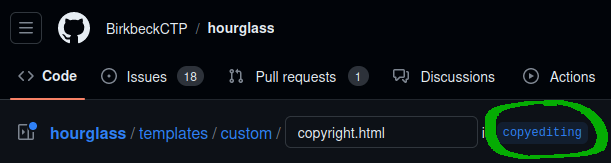 The copyediting branch on this GitHub repository