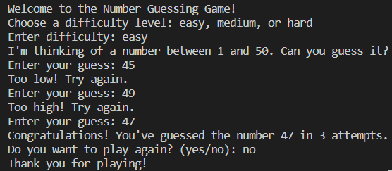 Number Guessing Game